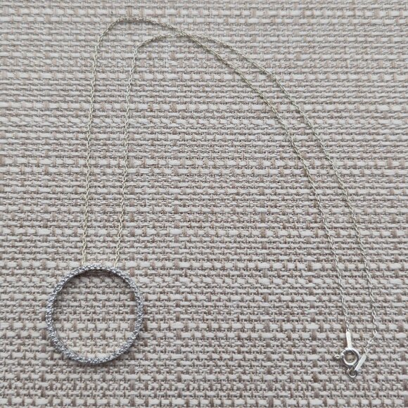 16 Inches Sterling Silver Small Genuine Diamonds Circle Necklace A4216 - Picture 1 of 8